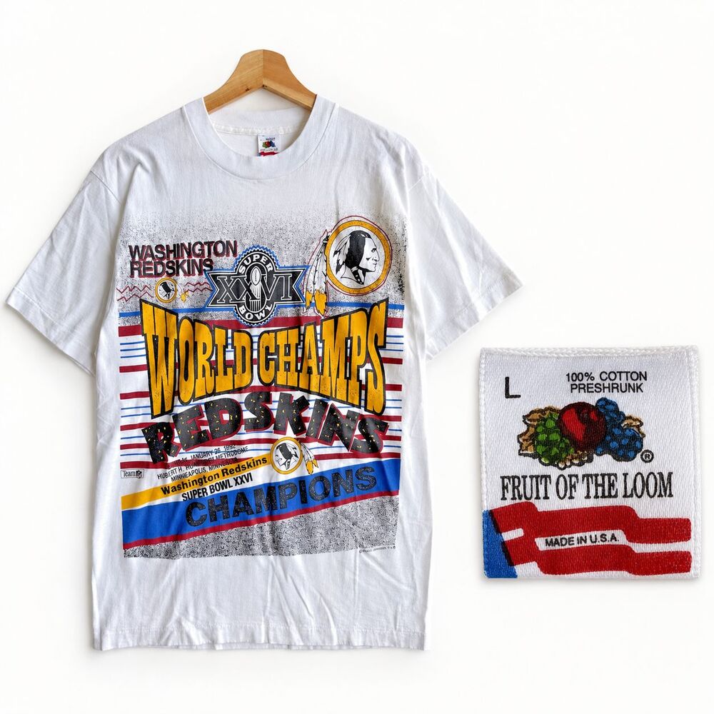 NEW VTG Washington Redskins Super Bowl XXVI Champ T-Shirt Large NFL Single Stich